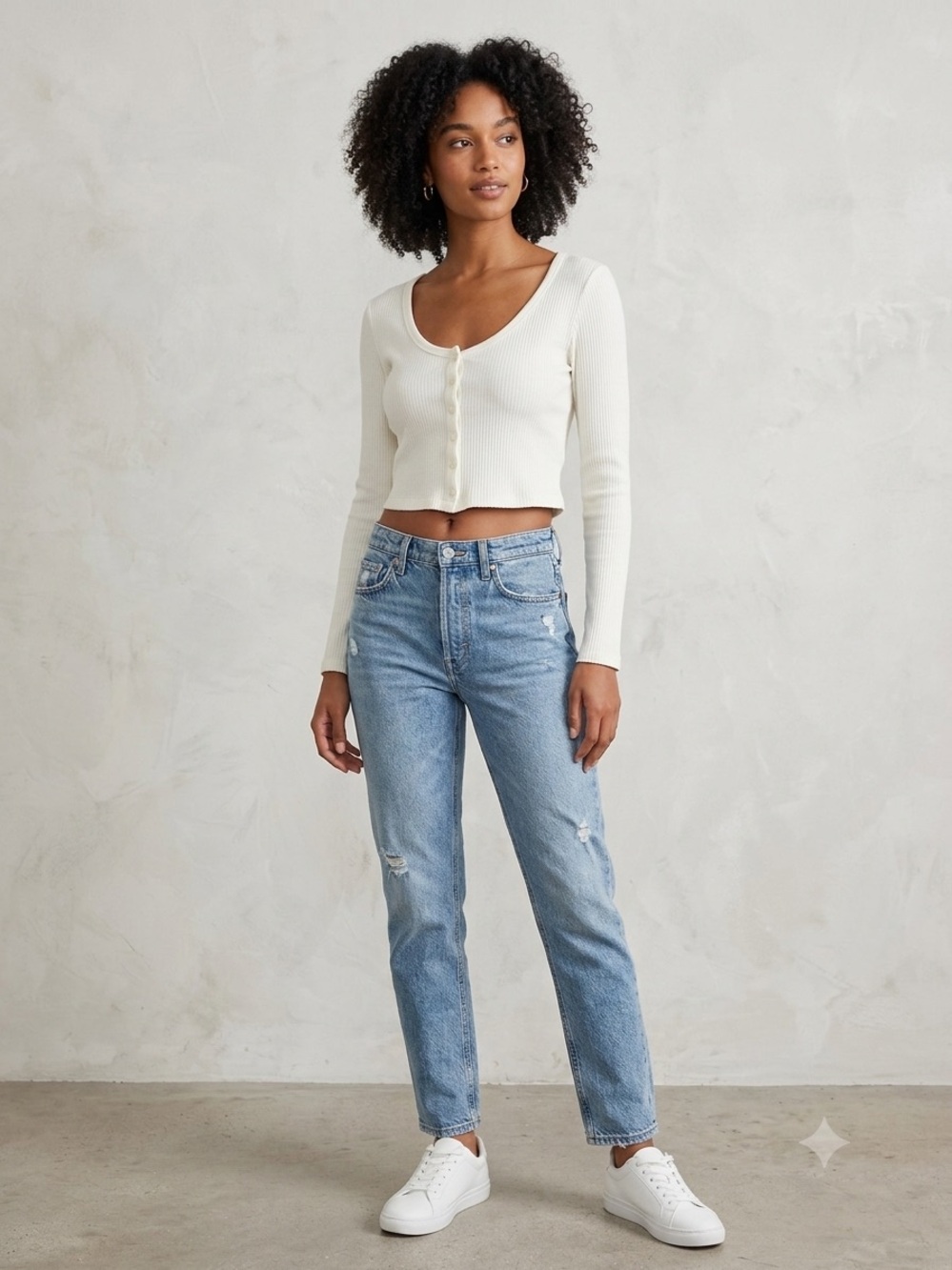 Uniqlo Cropped Ribbed Button Up Long Sleeve Cardigan Women’s Medium